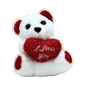 White Teddy with Red Heart 12 cm