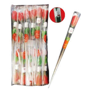 Red Rose Pack of 12 with White Bear in Sleeve (38cm Long)